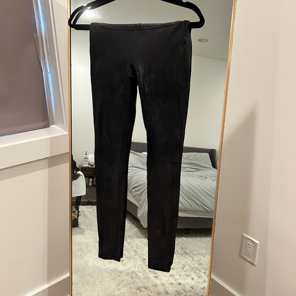 Spanx Leather Leggings in Black Moto